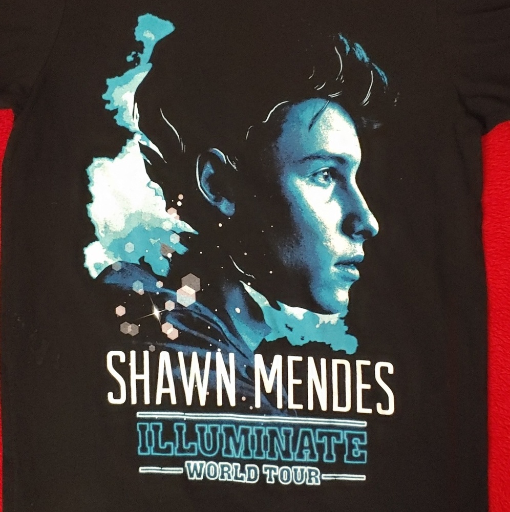 Shawn Mendes Illuminati 2017 World Tou Concert Merch Black Tee Small